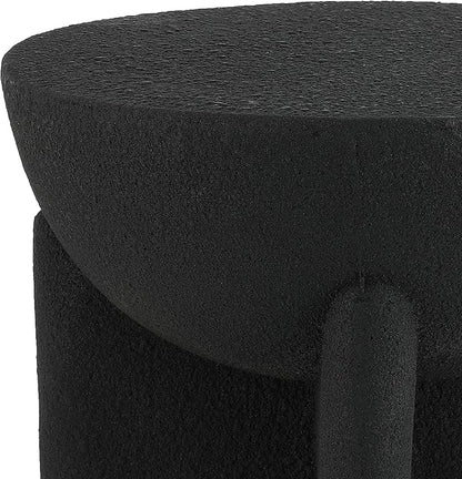 JONATHAN Y TBL1109A Brady 16.25" Minimalist Modern Drum Indoor/Outdoor Accent Table Contemporary, Mid-Century, Art Deco, Bohemian, Patio, Garden, Bathroom, Living Room Black Frosted