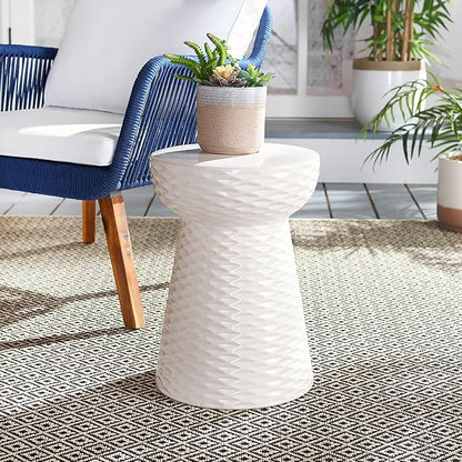 Safavieh Castle Gardens Collection Daphne White Glazed Ceramic Garden Stool