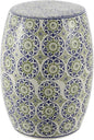JONATHAN Y TBL1025A Lula 17.25" Suzani Ceramic Indoor/Outdoor Garden Stool, Blue/Green, Classic, Coastal, Bohemian, Traditional, Mediterranean, Cottage for Living Room, Garden, Outdoor, Home
