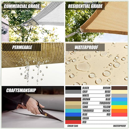 ColourTree TAPR1616 Custom Size 10' x 13' Green Sun Shade Sail Canopy UV Block UPF50 Rectangle - Commercial Standard Heavy Duty - 190 GSM - 3 Years Warranty
