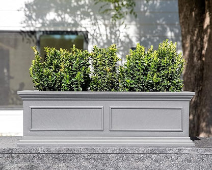 Veradek Brixton Window Box Plastic Planter - Large Rectangular Planter for Outdoor Balcony/Windowsill | Crack-Resistant All-Weather | Classic Estate Design for Flowers, Herbs, Succulents