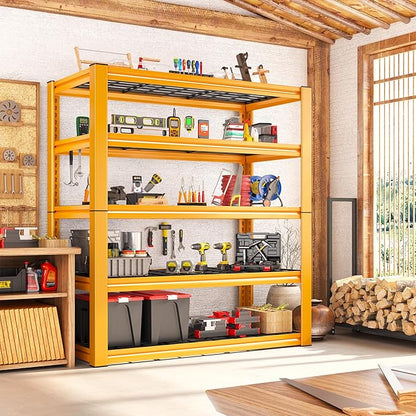 REIBII Garage Shelving Load 3200LBS, 5-Tier Storage Shelves, Adjustable Heavy Duty Metal Shelving Unit for Pantry, Basement, Warehouse, 72" H x 36" W x 16" D