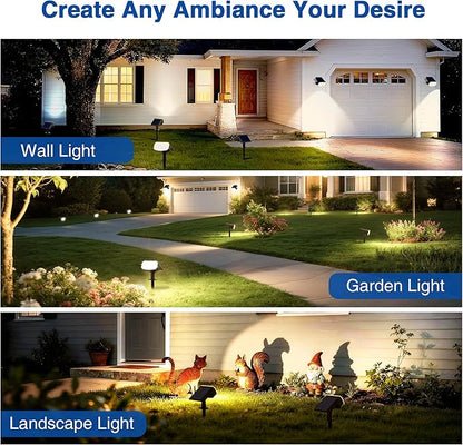 Solar Lights Outdoor Waterproof IP65, Super Bright LED with Lens, 3000K 2 Lighting Modes, Solar Powered Yard Garden Solar Spot Lights for Outside Landscape Auto On/Off -4 Pack