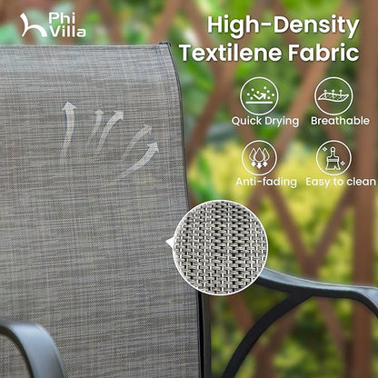 PHI VILLA Outdoor Swivel Bar Stools Set of 6, Bar Height Patio Bar Stools & Chairs, All-Weather High Top Patio Chairs with Textilene Fabric for Outdoor, Grey