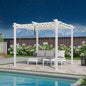 PURPLE LEAF 10' x 10' Outdoor Aluminum Pergola White Heavy-Duty Retractable Pergolas Patio Metal Pergola with Double Sun Shade Canopy and Light for Backyard Gardens Deck, White