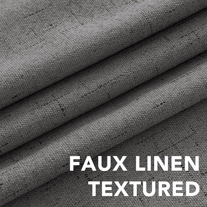 H.VERSAILTEX Linen Blackout Curtains 108 Inches Long 100% Absolutely Blackout Thermal Insulated Textured Linen Look Curtain Draperies Anti-Rust Grommet, Energy Saving with White Liner, 2 Panels, Grey