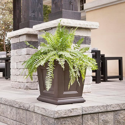 Mayne Fairfield 16-Inch Square Planter – Self-Watering, Weather-Resistant Planter for Flowers – Durable Outdoor Design for Patio, Porch, or Entryway