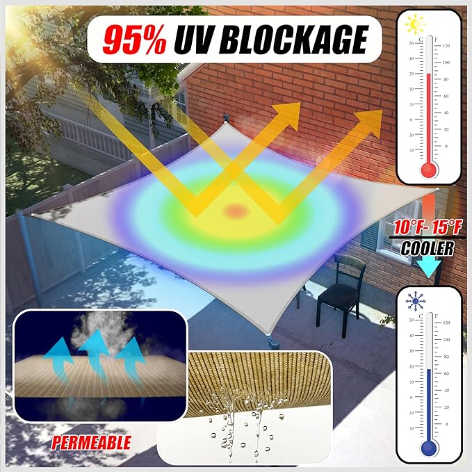 ColourTree TAPR1616 Custom Size 6' x 24' Blue Sun Shade Sail Canopy UV Block UPF50 Rectangle - Commercial Standard Heavy Duty - 190 GSM - 3 Years Warranty