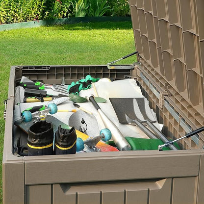YITAHOME 230 Gallon Outdoor Storage Deck Box, Weather-Resistant Resin, Versatile for Patio Furnishings, Outdoor Cushions, Garden Tools, and Sports/Pool Gear, Taupe