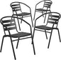 Flash Furniture Aluminum Slat Back Stacking Outdoor Restaurant Chairs, Modern Stackable Patio Chairs for Restaurants, Set of 4, Black