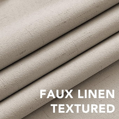 H.VERSAILTEX Linen Blackout Curtains Durable Thick Textured Linen Look 100% Blackout Patio Door Curtain Anti Rust Grommet Extra Wide Sliding Door Curtain Panel, Cobblestone, W100 x L96 inch