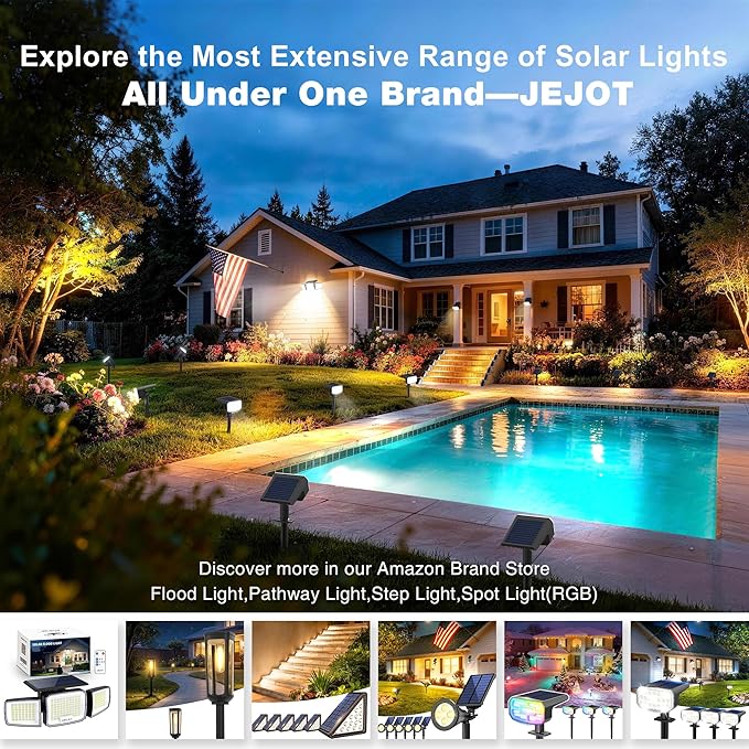 Solar Spot Lights Outdoor Waterproof IP65,4 Pack,Cool Light,2 Lighting Modes Selectable, Solar Powered Yard Garden Solar Spot Lights for Outside Landscape Auto On/Off