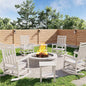 HDPE Rocking Chair Outdoor Set of 4 with 2 Side Table - Poly High Back Porch Rocker Chairs for Adults - All Weather Resistant Furniture for Patio Front Porch - White