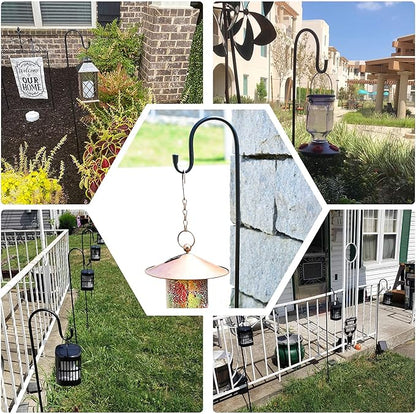 Ottsuls Bird Feeder Pole, 45 INCH Heavy Duty Shepherds Hooks for Outdoor with 5 Prong Base, Adjustable Stand Hanger for Garden Plant, Hummingbird Feeder, Lantern, Hanging Wedding Decor (2 Pack)
