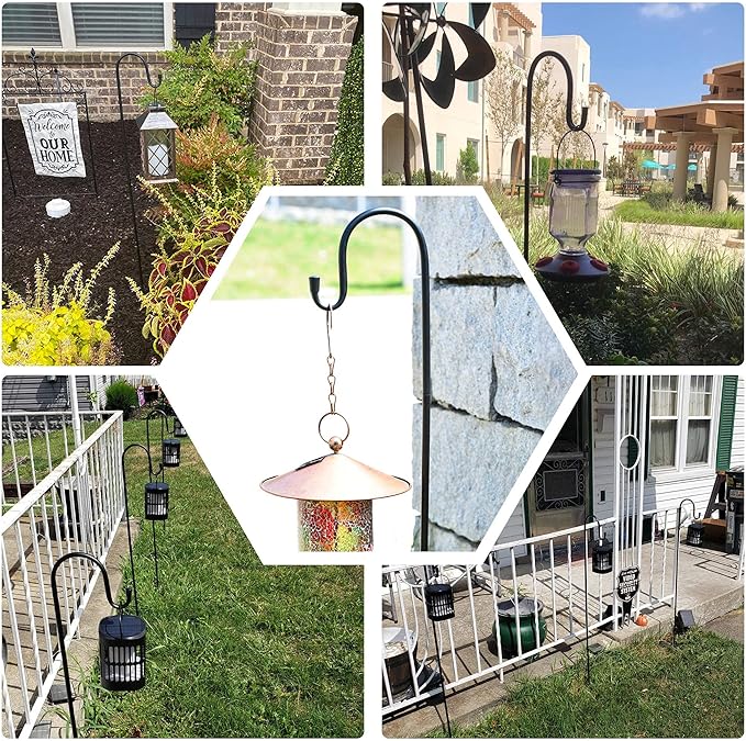 Ottsuls Shepherd-Hooks 60" Adjustable for Bird-Feeder Lantern Plant-Hook Garden-Stake - Plant Stand Hanger for Outdoor Flower Basket, Bird Feeder Hanger Weddings Decor (2 Pack)