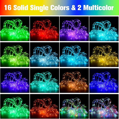 200Ft Rope Lights Outdoor, 18 Colors Changing 610 LED String Lights Plug in with Remote, IP68 Waterproof Twinkle Fairy Light Rope Lighting Indoor for Bedroom Patio Christmas Halloween Decor