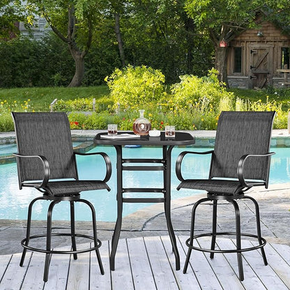 Yaheetech Patio Swivel Barstools Outdoor Chairs Set of 6, High Bistro Stools Outdoor Furniture, All-Weather Patio Stools for Outside, Beach, Lawn, Poolside and Garden, Black