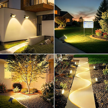 WdtPro Solar Spot Lights Outdoor Waterproof, Bright Solar Lights Outdoor with 16 Extra-Large LEDs, 3 Modes Landscape Spotlights, 2-in-1 Solar Powered Light for Yard Flag Garden, 6 Pack, Warm White