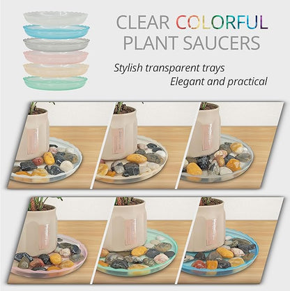 12Pcs Clear Plant Saucer, 6 8 10 Inch Durable Plastic Plant Tray, Round Plant Pot Saucers, Drip Tray for Indoor and Outdoor Garden, Clear
