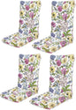 SERWALL HDPE Outdoor Rocking Chair Cushion Set of 4, Memory Foam Cushion Flowers Pattern
