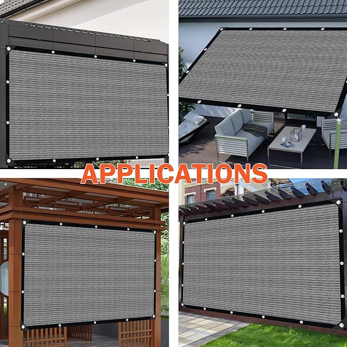 Grey Sun Shade Cloth,Pergola Shade Cover with Reinforced Grommets,90% Shade Fabric Fence Privacy Screen Balcony,Pergola Canopy Garden Carport Porch Deck Patio Shade Cover,10x20FT