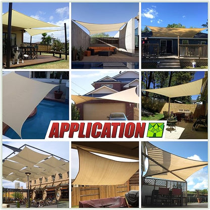 ColourTree TAPR1616 Custom Size 9' x 13' Turquoise Sun Shade Sail Canopy UV Block UPF50 Rectangle - Commercial Standard Heavy Duty - 190 GSM - 3 Years Warranty