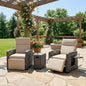 Restland Outdoor Recliner with Independent Adjustable Back & Footrest Wicker Patio Reclining Chair with Flip Table Comfortable Lounge Chair & Thick Cushion for Deck, Porch (3 Piece, Beige)