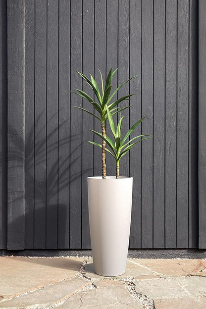 Veradek Mason Series Vega Planter - Round Tall Planter for Indoor or Outdoor Porch/Patio | Made from Plastic-Stone Composite with Drainage Holes | Modern Décor for, Flowers, Interior Plants