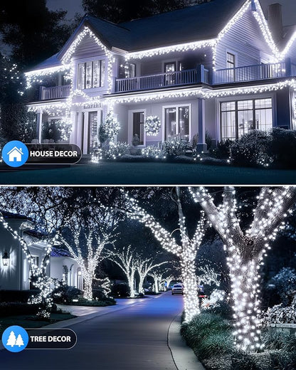 Brightown 2 Pack Solar String Lights for Outside, Each 46Ft 120 LED Solar String Lights Outdoor with 8 Modes, IP65 Waterproof Solar Lights for Patio Yard Wedding Garden Party Decorations, Cool White