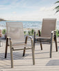 Outdoor Stackable Dining Chairs Set of 4, High-Back Patio Stacking Chairs, Patio Chairs with Textilene Farbic & Metal Frame for Lawn Backyard Deck Garden,Brown