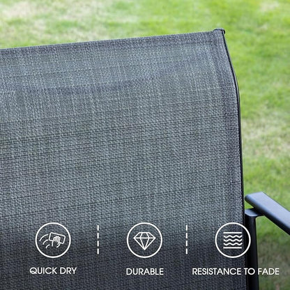 VICLLAX 5 Pieces Patio Dining Set, Outdoor Furniture Set Includes 41.2" Round Patio Table and 4 Patio Sling Chairs, Grey Tabletop and Dark Grey Fabric