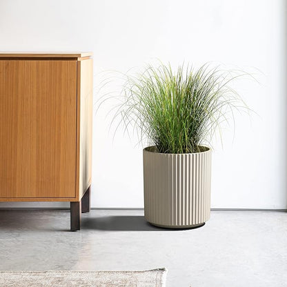 Veradek Demi Series Round Planter for Porch, Patio, Backyard | Durable Plastic-Concrete Material | Modern Décor for Tall Plants, Flowers