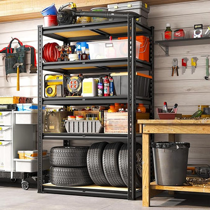 REIBII Storage Shelves 2020LBS Garage Shelving Heavy Duty Metal Shelving 5 Tier Metal Shelf for Garage Pantry Closet Kitchen Basement 28" W x 12" D x 59.8" H, 4 Pack