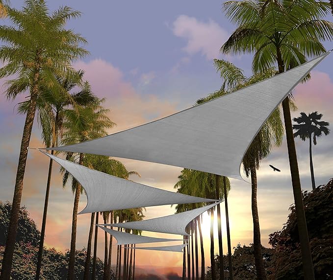 Amgo Custom Size 7' x 7' x 7' Grey Triangle Sun Shade Sail Order to Make Canopy Awning UPF50+ AGSLT, 95% UV Blockage, Water & Air Permeable, 200GSM Commercial Standard (We Customize)