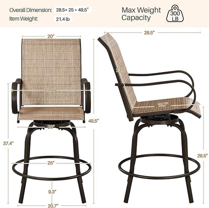 Yaheetech Patio Swivel Barstools Outdoor Chairs Set of 6, High Bistro Stools Outdoor Furniture, All-Weather Patio Stools for Outside, Beach, Lawn, Poolside and Garden, Brown