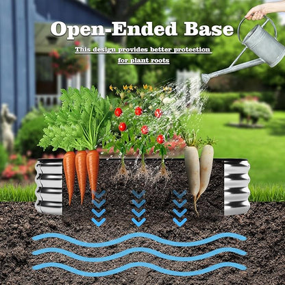 Large Raised Garden Bed Galvanized Metal Round Raised，Garden Bed Outdoor for Gardening 6x3x2FT for Vegetables Flowers Ground Planter Box