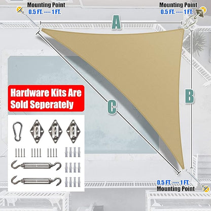 Amgo Custom Size 7' x 13' x 14.8' Sand Beige Right Triangle Sun Shade Sail Order to Make Canopy Awning UPF50+ AGSLT, 95% UV Blockage, Water & Air Permeable, 200GSM Commercial Standard (We Customize)