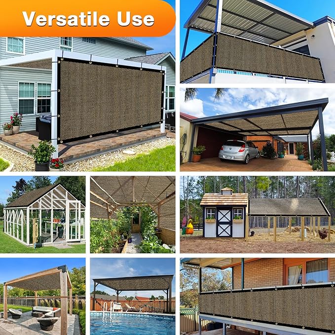 Artpuch Outdoor Pergola Shade Cover 7x10 FT Sun Shade Cloth with Grommets Mocha 90% UV Protection Canopy Patio Privacy Screen (Customized Available)