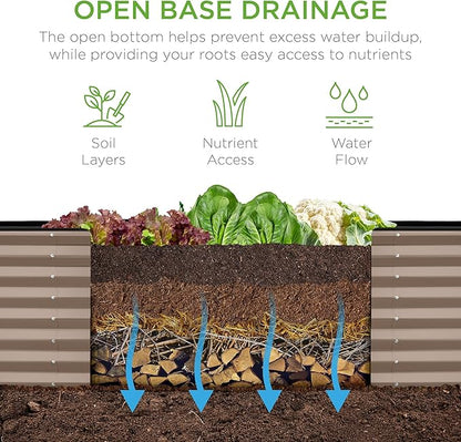 Best Choice Products 8x2x2ft Outdoor Metal Raised Garden Bed, Rectangular Deep Root Planter Box for Vegetables, Flowers, Herbs, and Succulents w/ 239 Gallon Capacity - Taupe