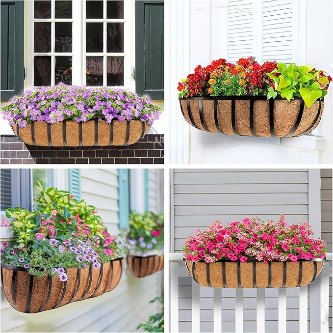 Y&M 36" Coco Liner for Window Box Deck Basket Planter Trough Coconut Fiber Liners, 2pcs Trough Coco Liner Pre-Formed Replacement