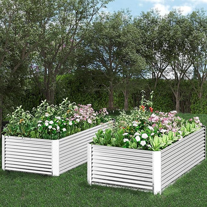 FRIZIONE 2pcs Tall 6x3ft Galvanized Raised Garden Bed Outdoor,Above Ground Garden Bed for Vegetable,Metal Raised Beds for Flower,Steel Raised Beds for Gardening