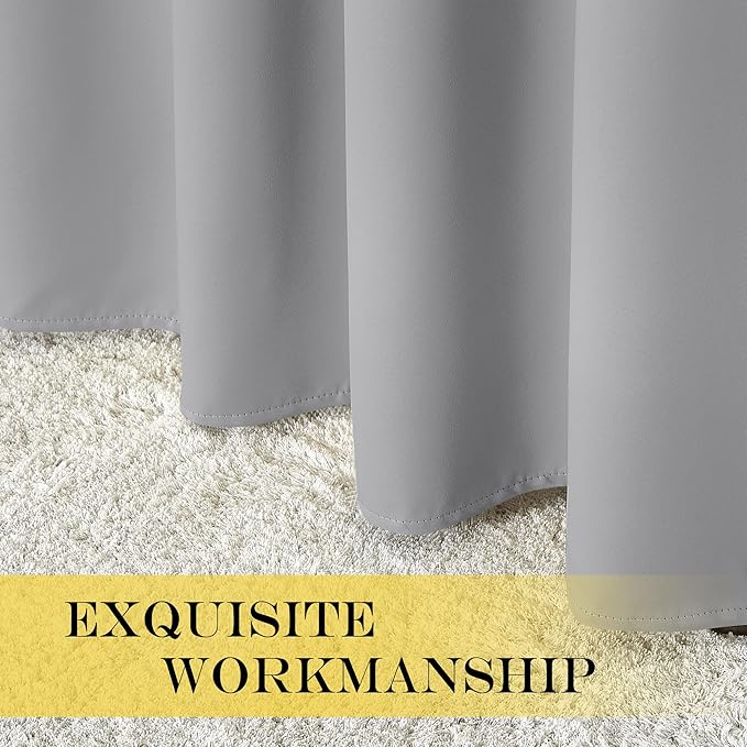 NICETOWN Blackout Curtain & Drape 84 inch Length - (Silver Grey Color) Noise Reducing Drapery for Living Room/Farmhouse, 52 inch Wide, Sold by 1 Panel