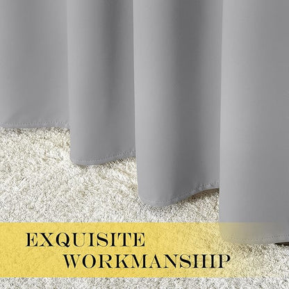 NICETOWN Blackout Curtain & Drape 84 inch Length - (Silver Grey Color) Noise Reducing Drapery for Living Room/Farmhouse, 52 inch Wide, Sold by 1 Panel