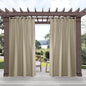 Exclusive Home Cabana Solid Indoor/Outdoor Light Filtering Hook-and-Loop Tab Top Curtain Panel, 54"x108", Taupe, Set of 2