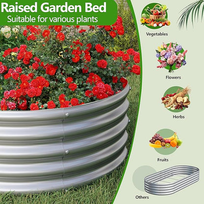 2PCS 6x3x1ft Galvanized Metal Raised Garden Bed Kit,Outdoor Planter Box Vegetables,Flowers,Herbs Durable Rust-Resistant Patio Gardening Beds