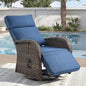 Zero Gravity Patio Swivel Rocking Recliner Chair - Wicker Outdoor Lounge Chair with Adjustable Backrest & Footrest, All Weather Reclining Rocker Chairs with Thick Cushion for Pool Deck Blue