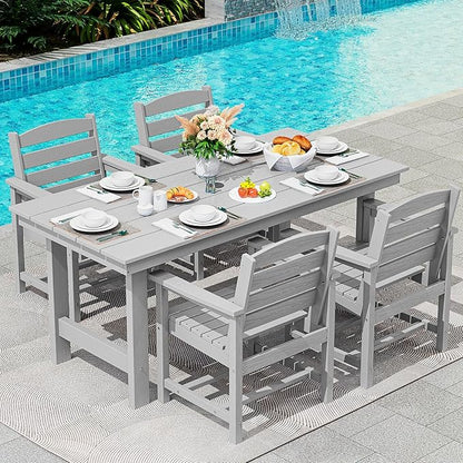 SERWALL Patio Dining Chair Set of 2, Light Gray