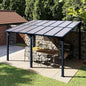 Aoxun 14'x 10' Premium Gazebo with Aluminum Top Frame & Polycarbonate Panel, Wall Mounted Gazebos Pergola, Outdoor Patio Lean to Gazebo, Awnings with Sloped Roof, for Backyard, Porch, Deck