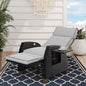 Grand patio Outdoor Recliner Chair Patio 150° Lay Flat Recliner with Flip Table Wicker Reclining Lounge Chair, Griege