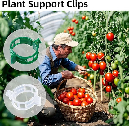 100 Pcs Plant Support Clips,Plastic Clips for Securing Plants,Tomato Vine Clips,Plant Fixing Clips,Garden Clips for Climbing Plants,Grape and Vine Vegetables (100, Green)